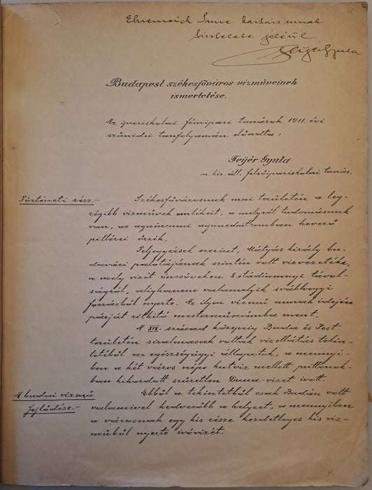 Budapest székesfőváros vízműveinek ismertetése