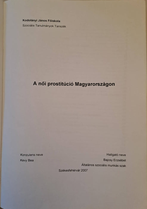 A női prostitúció Magyarországon