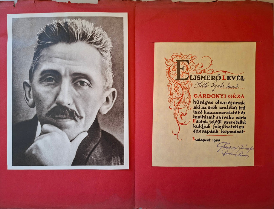 Gárdonyi Géza (1863–1922) – Elismerő levél Gárdonyi Géza hűséges olvasójának