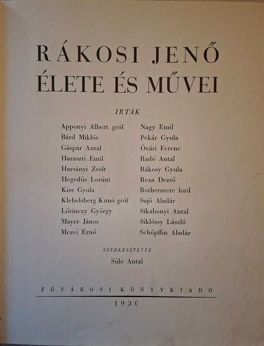 Rákosi Jenő élete és művei