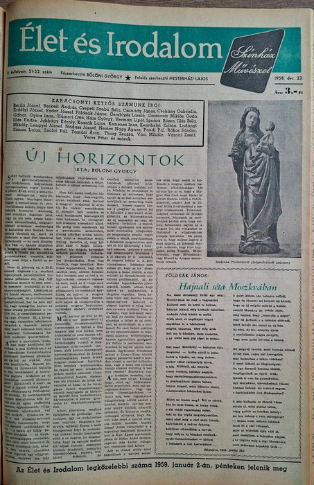 Élet és Irodalom II. évfolyam vegyes számai 1958