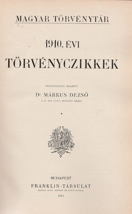 1910. évi törvényczikkek