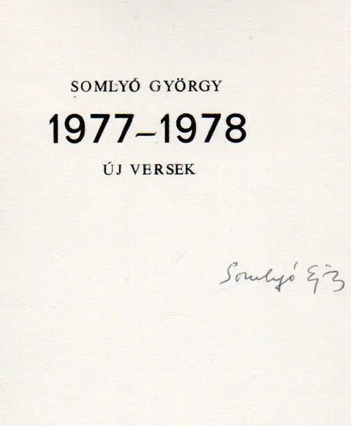 1977 - 1978 - Új versek - Oskola Antikvárium