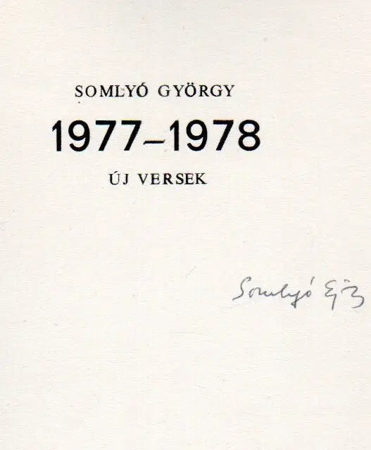 1977 - 1978 - Új versek - Oskola Antikvárium