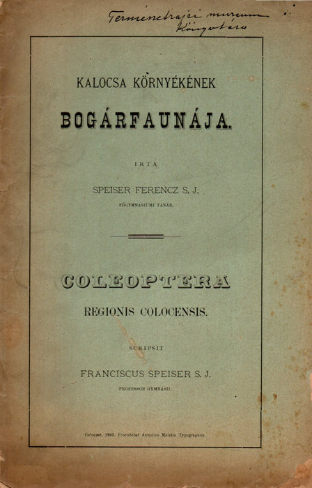 Kalocsa környékének bogárfaunája - Coleoptera regionis Colocensis