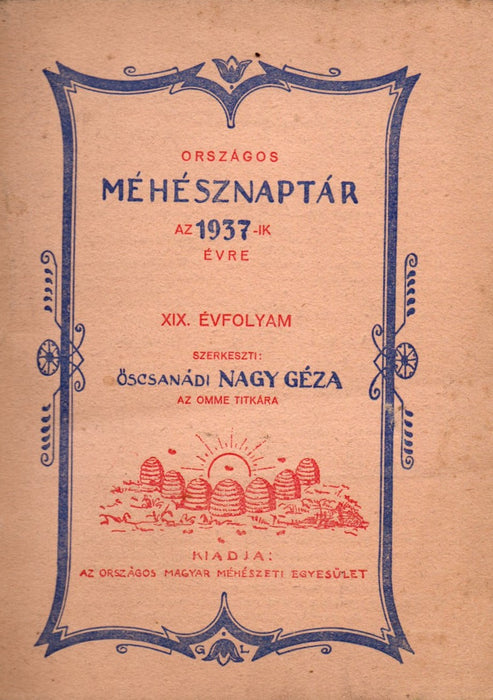 Országos méhésznaptár az 1937-ik évre