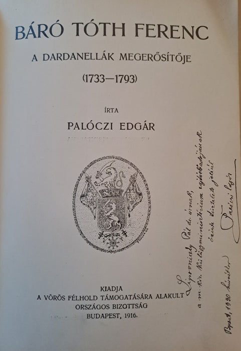 Báró Tóth Ferenc, a dardanellák megerősítője (1733-1793)