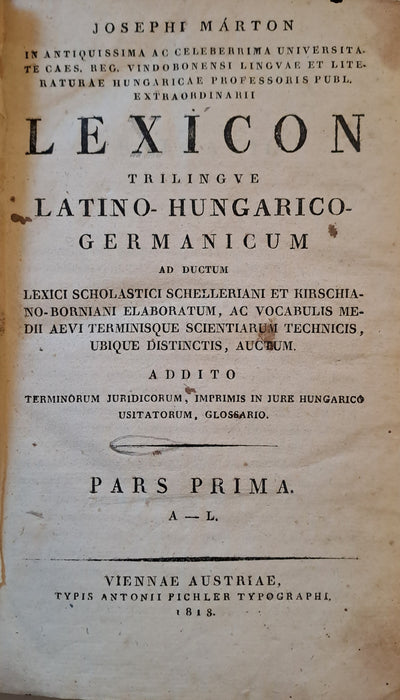 Lexicon trilingue Latino-Hungarico-Germanicum I-II.