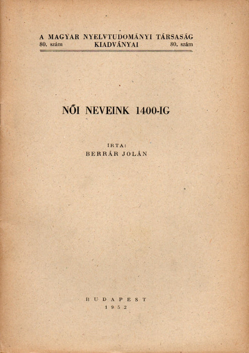 Női neveink 1400-ig