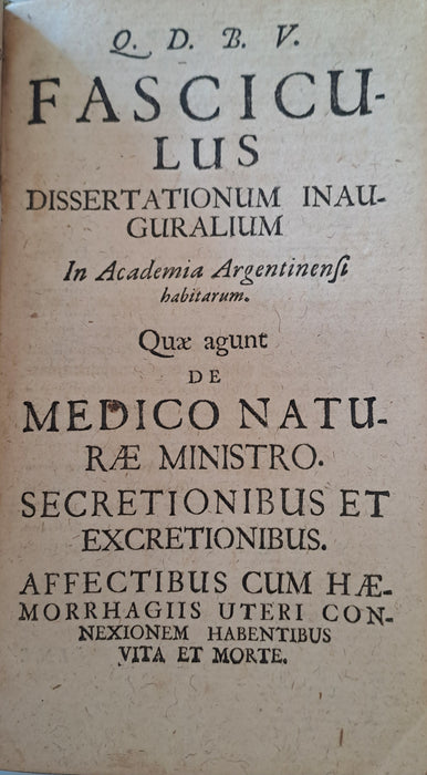 Theoria hominis sani sive physiologia medica - Theoriae hominis aegroti sive pathologiae medicae pars generalis - Fasciculus dissertationum inauguralium