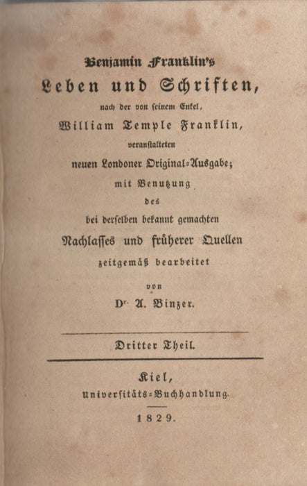 Benjamin Franklin's Leben und Schriften I-IV.