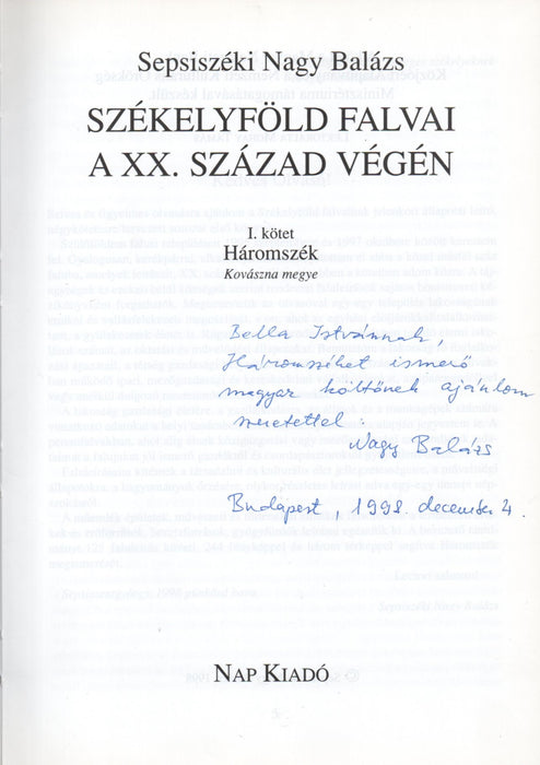 Székelyföld falvai a XX. század végén I.