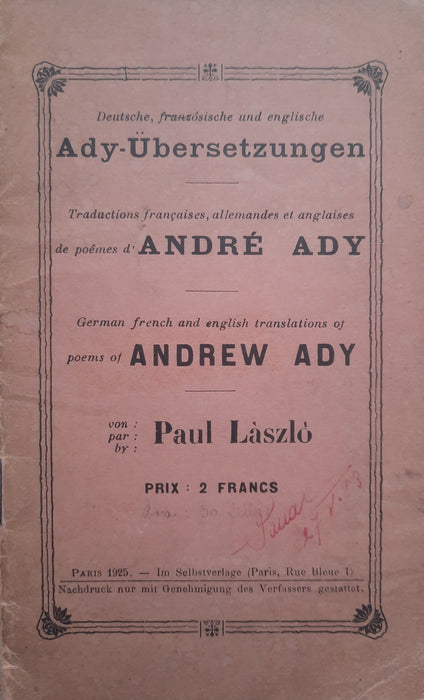 Deutsche, französische  und englische Ady-Übersetzungen