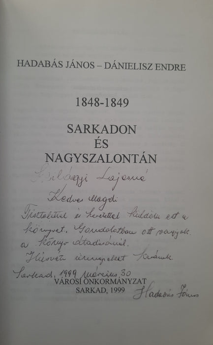 1848-1849 Sarkadon és Nagyszalontán