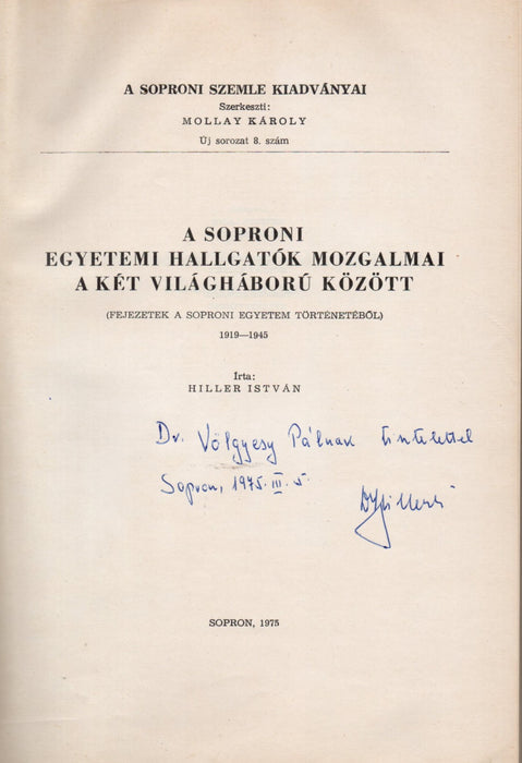 A soproni egyetemi hallgatók mozgalmai a két világháború között