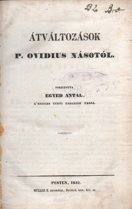 Átváltozások P. Ovidius Násotól I-III.