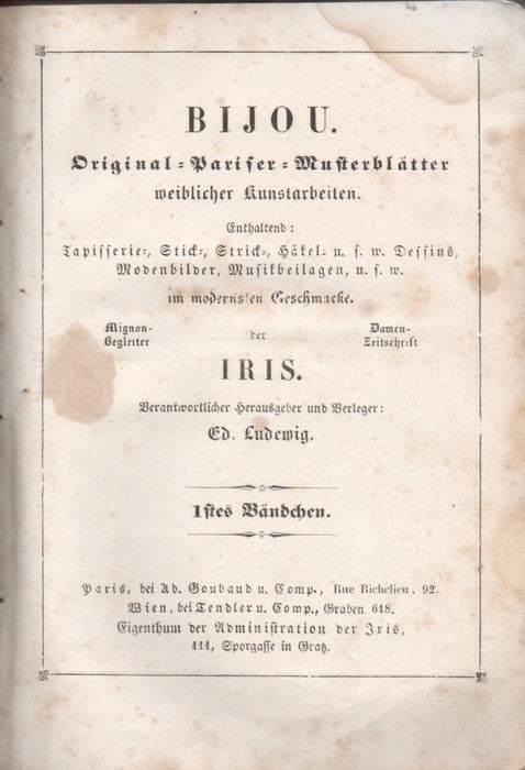 Bijou - Original Pariser Musterblätter weiblicher Kunstarbeiten I-II.