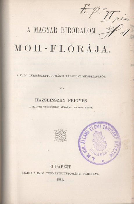 A Magyar Birodalom zuzmó-flórája - A Magyar Birodalom moh-flórája