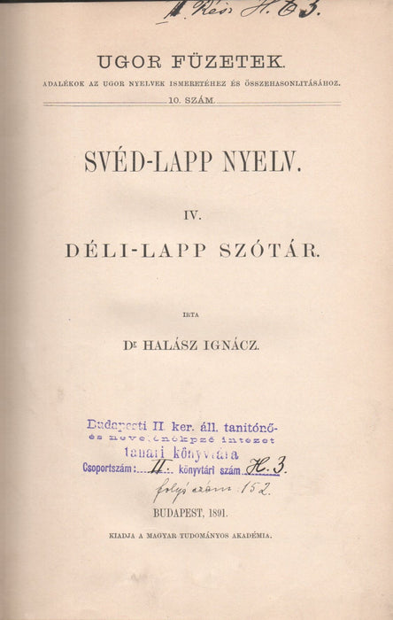 Svéd-lapp nyelv IV. Déli-lapp szótár