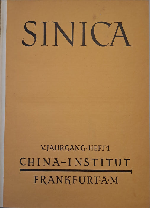 Sinica V. Jahrgang 1-5/6. 1930