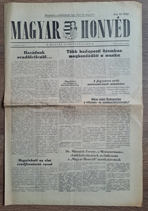 Magyar Honvéd 1. évfolyam 6. szám 1956. november 12.