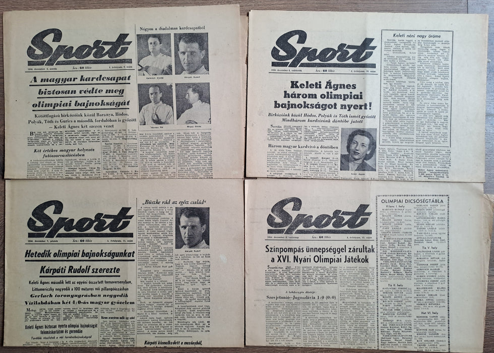 Sport újság I. évfolyam 9-12. szám 1956. december 5-8. - Keleti Ágnes olimpiai sikerei