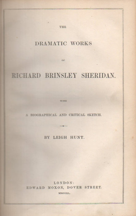 The Dramatic Works of Richard Brinsley Sheridan