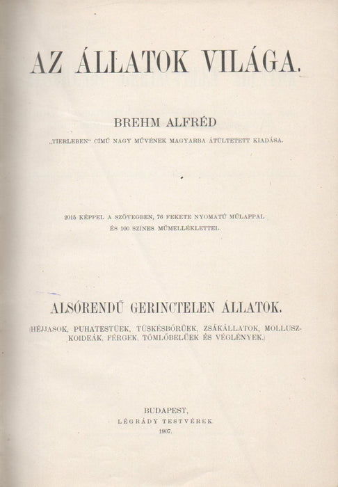 Az állatok világa 10. Alsórendű gerinctelen állatok