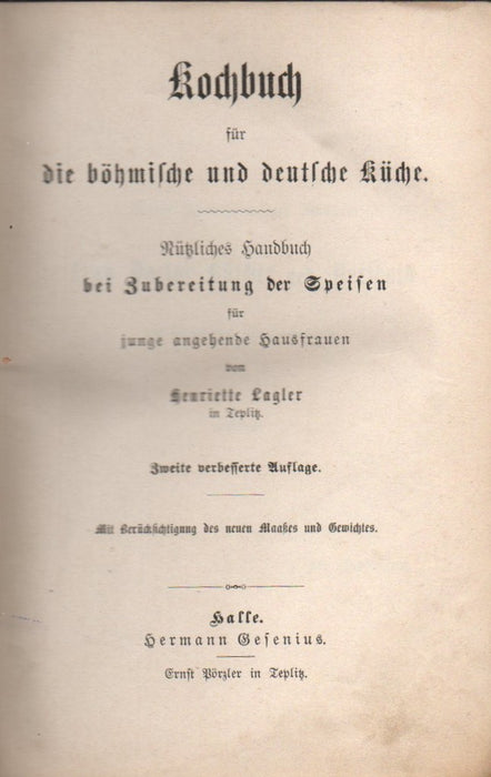 Kochbuch für die böhmische und deutsche Küche