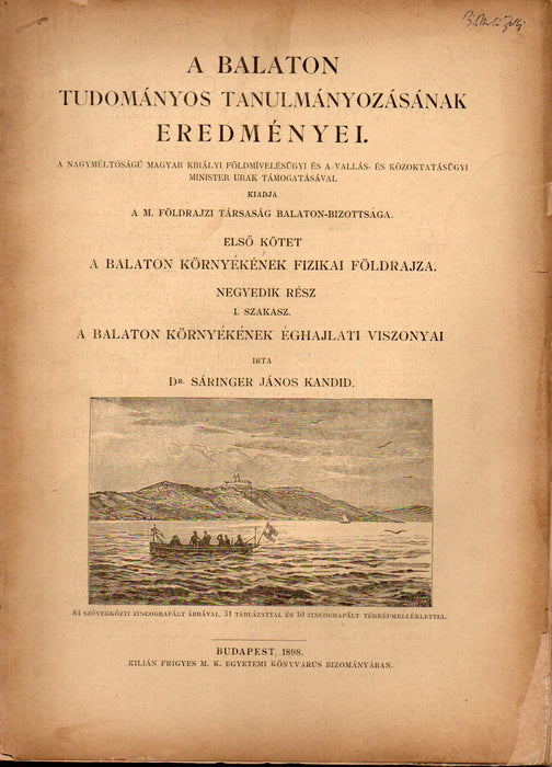 A Balaton tudományos tanulmányozásának eredményei I/4/I.
