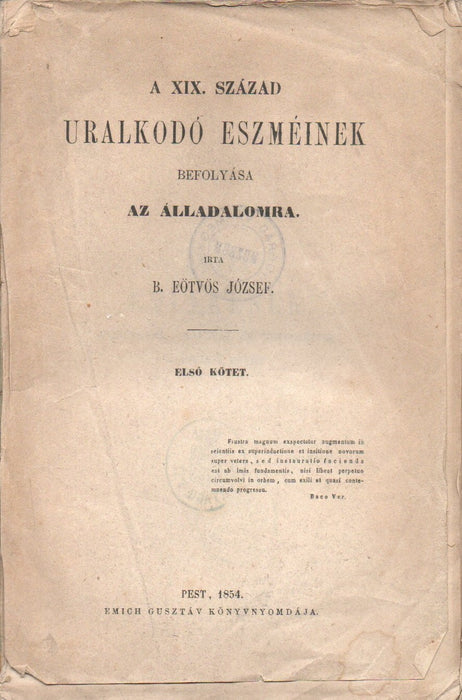 A XIX. század uralkodó eszméinek befolyása az álladalomra II.