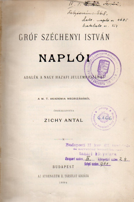 Gróf Széchenyi István naplói