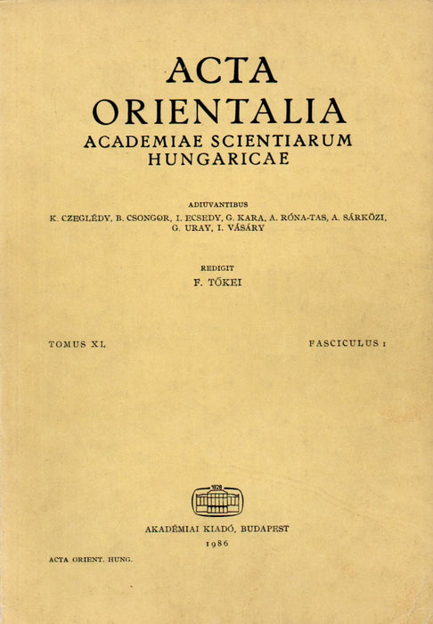 Acta Orientalia - Academiae Scientiarum Hungaricae XL/1.