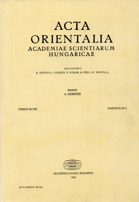 Acta Orientalia - Academiae Scientiarum Hungaricae XLVIII/3.