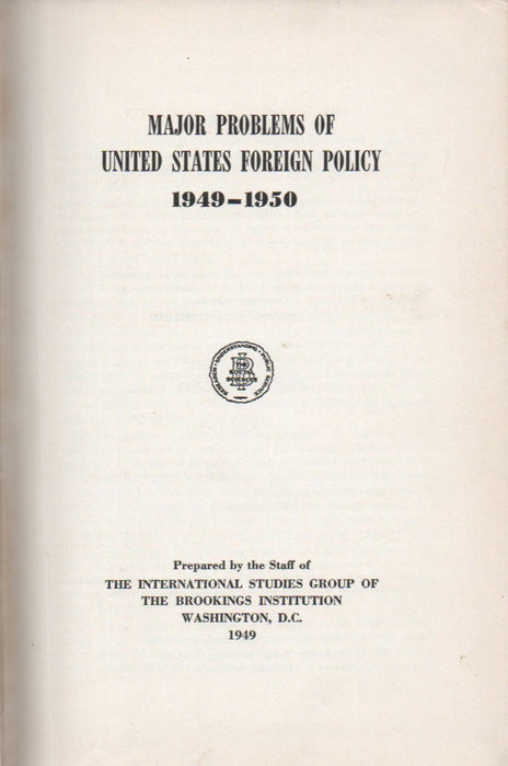 Major Problems of United States Foreign Policy 1949-1950