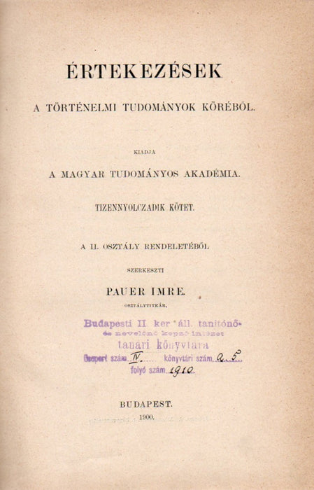 Herodotos Daciára vonatkozó földrajzi adalékainak kritikai méltatása - Erdély fejedelmi interregnuma 1551-56 - A sárospataki ev. ref. főiskola 1621-iki törvényei - A karloviczi béke története 1699