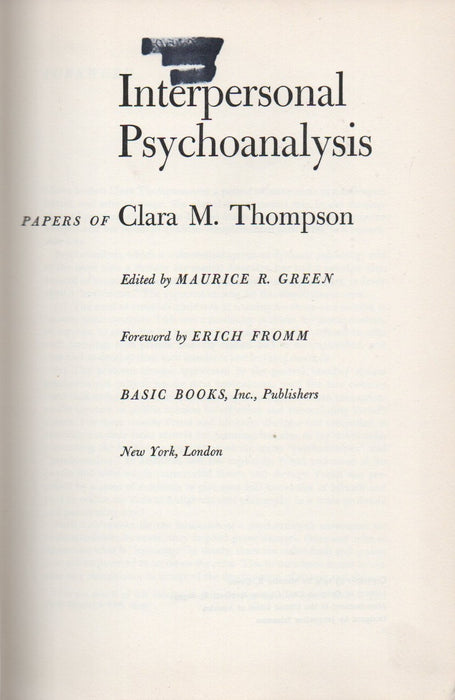 Interpersonal Psychoanalysis