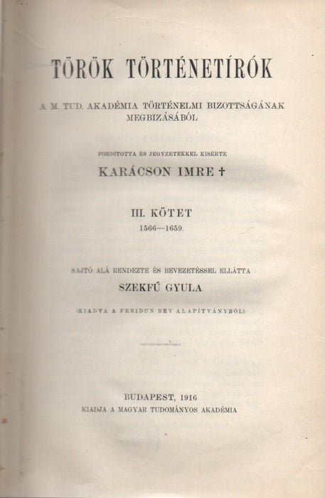 Török történetírók III. 1566-1659