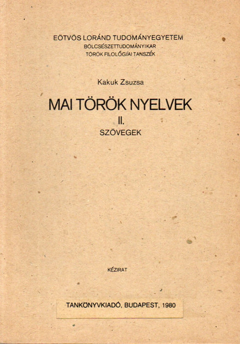 Mai török nyelvek II.