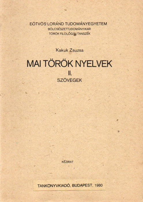 Mai török nyelvek II.