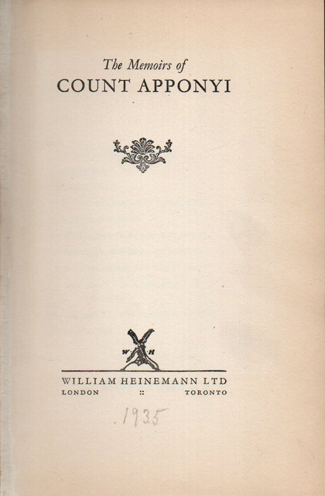 The Memoirs of Count Apponyi