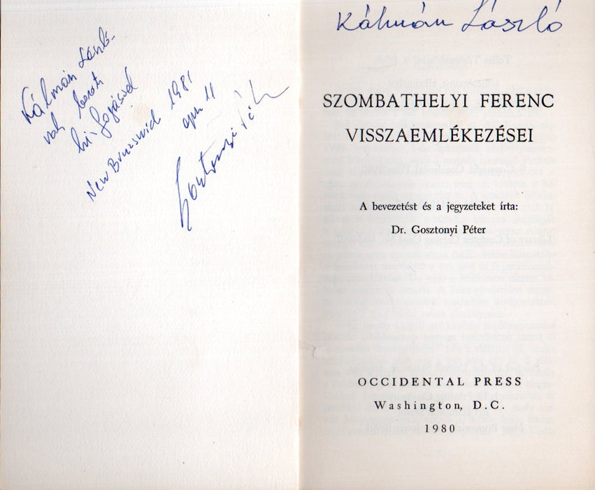 Szombathelyi Ferenc visszaemlékezései
