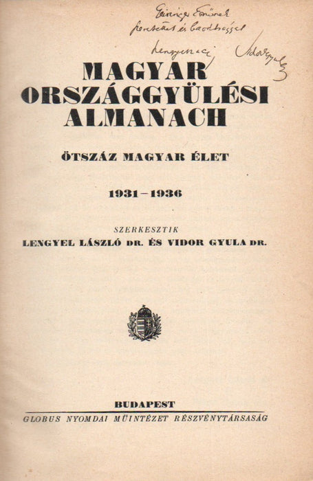 Magyar Országgyűlési Almanach 1931-1936