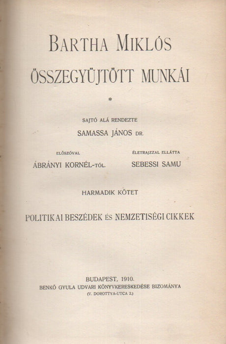 Bartha Miklós összegyűjtött munkái III.