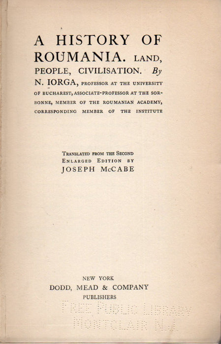 A History of Roumania