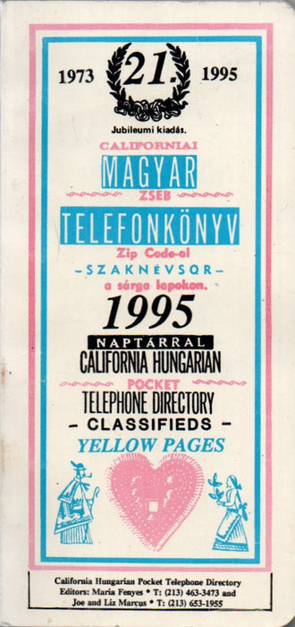 Californiai magyar zseb telefonkönyv 1995