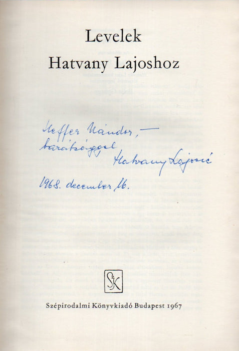 Levelek Hatvany Lajoshoz