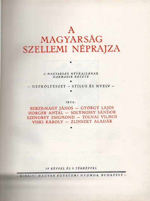 A magyarság néprajza III. A magyarság szellemi néprajza I.