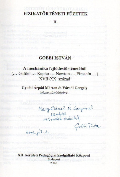 A mechanika fejlődéstörténetéből