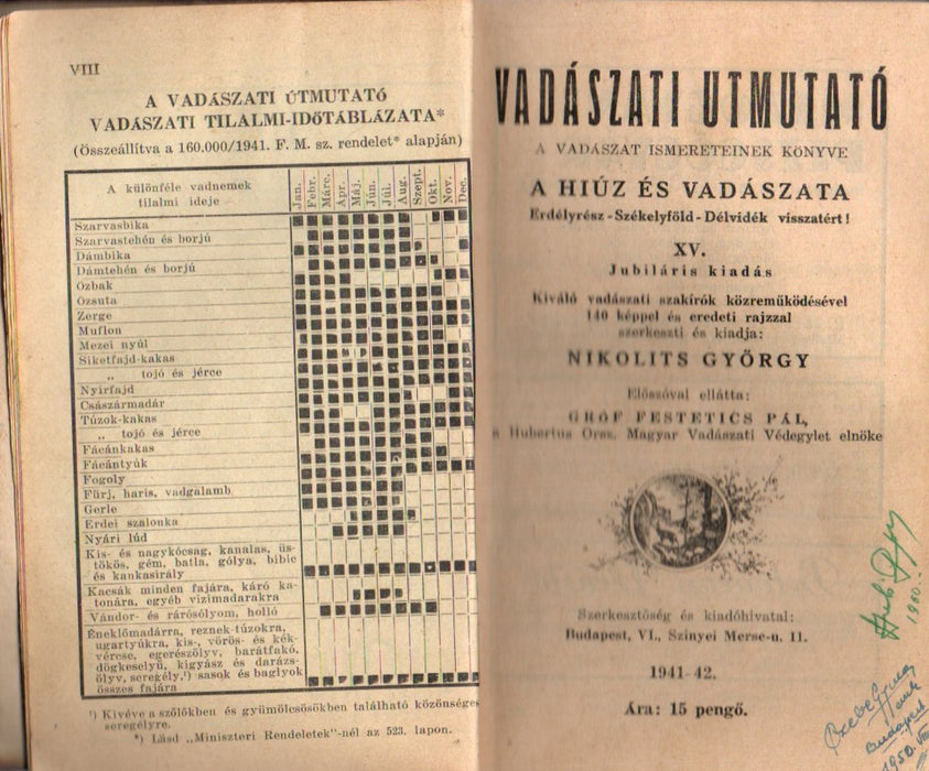 Vadászati útmutató 1941-42
